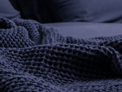 Indigo Organic Cotton Waffle Weave Blanket