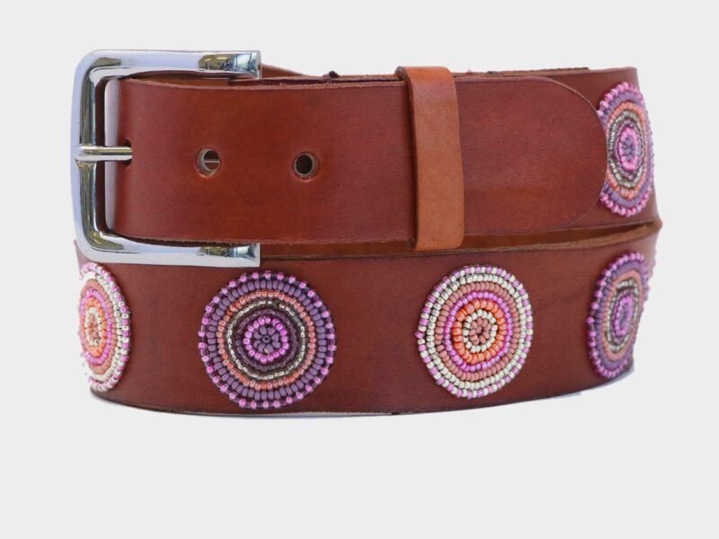 Disc Leather Belt | Dusty Pink
