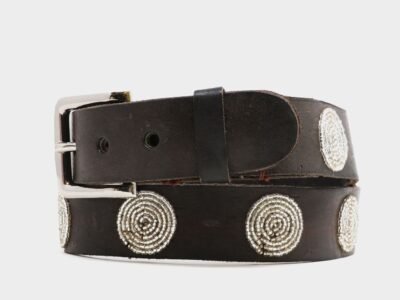 Disc Leather Belt | Silver