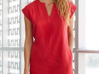 Dori Premium Linen Dress | Red