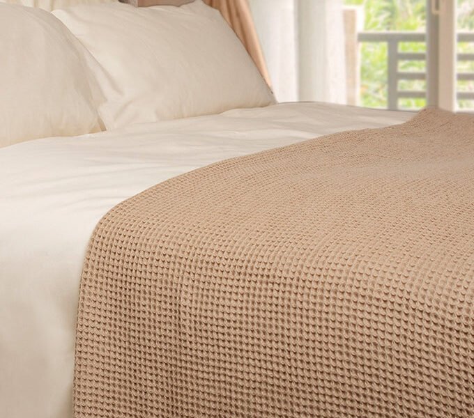 Dune Organic Cotton Waffle Weave Blanket
