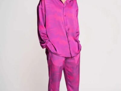 French-Made 100% Silk Savanna Print Pants