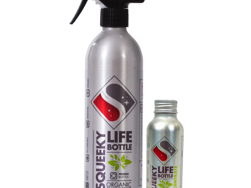 Squeeky Cleaners Vegan Organic Glass Cleaner - Refillable Bottle For Life & Concentrate