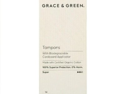 Grace&Green Organic Tampons With Biodegradable Applicator Regular (14 tampons)