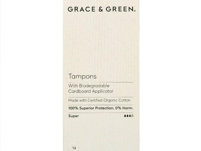 Grace&Green Organic Tampons With Biodegradable Applicator Regular (14 tampons)