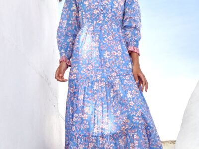 Billie Dress | Flower Marina Blue