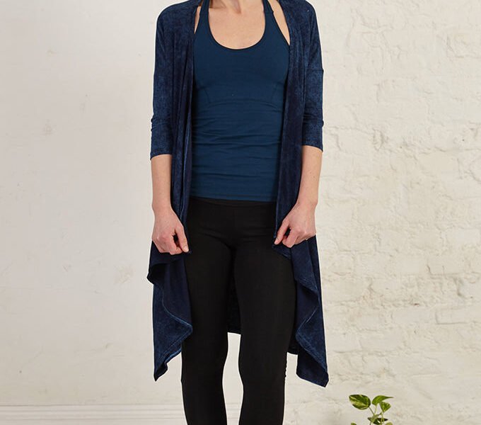 Relaxed Organic Cotton Jersey Waterfall Front long Shrug