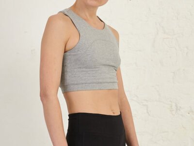 Cut-Out Detail Longline Organic Cotton Spandex Jersey Bra