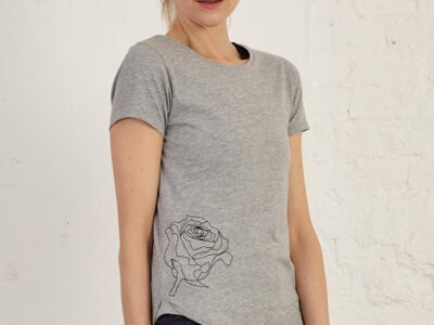 Rose Print Slim Fit Organic Cotton Jersey T-Shirt