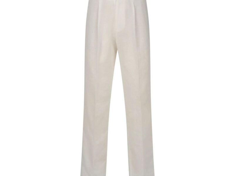 Linen White Pleated Pants