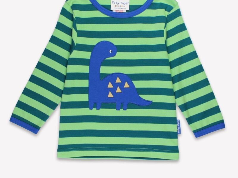 Organic Green Tonal Dinosaur Applique Long-Sleeved T-Shirt - 12-18m / 86cm