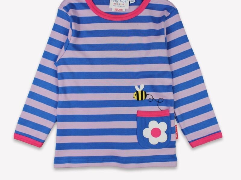 Organic Striped Daisy Applique Long-Sleeved T-Shirt - 6-7y / 122cm