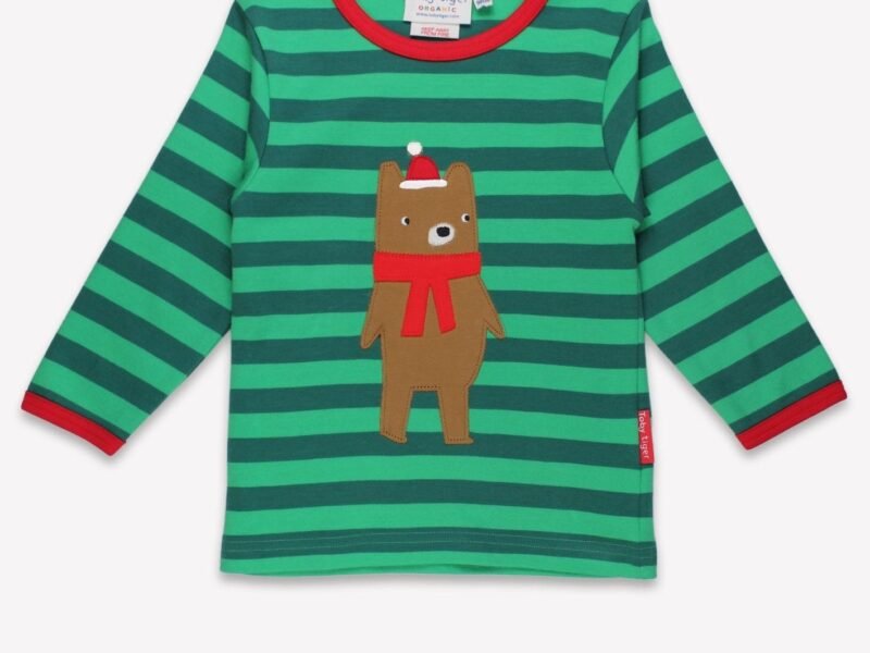 Organic Christmas Bear Applique Long-Sleeved T-Shirt - 2-3y / 98cm