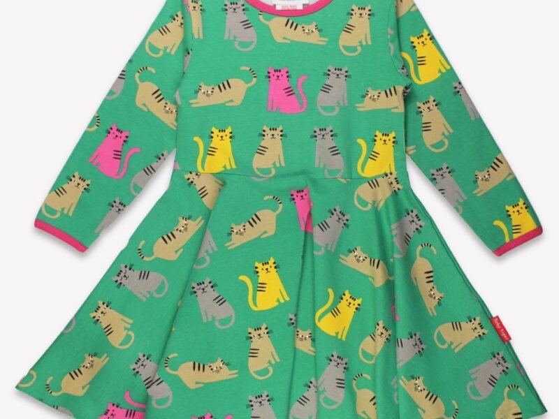 Organic Kitten Print Skater Dress - 12-18m / 86cm