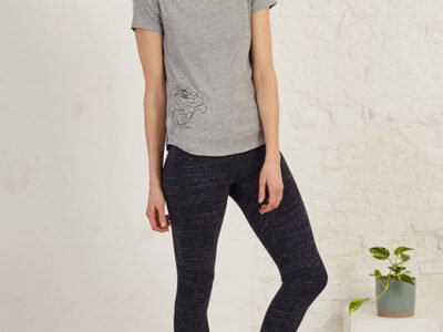 3/4 Length Slim Fit Organic Cotton Spandex Jersey Yoga Tights