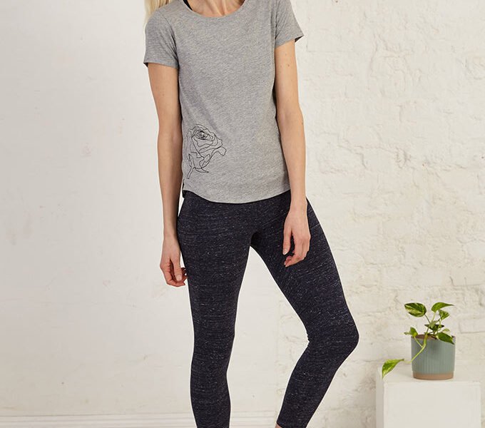 3/4 Length Slim Fit Organic Cotton Spandex Jersey Yoga Tights