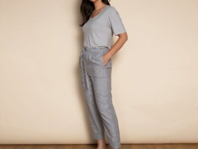 Organic Cotton & Hemp Cropped Lounge Trousers By Dip & Doze | Colour: Charcoal | Size: L