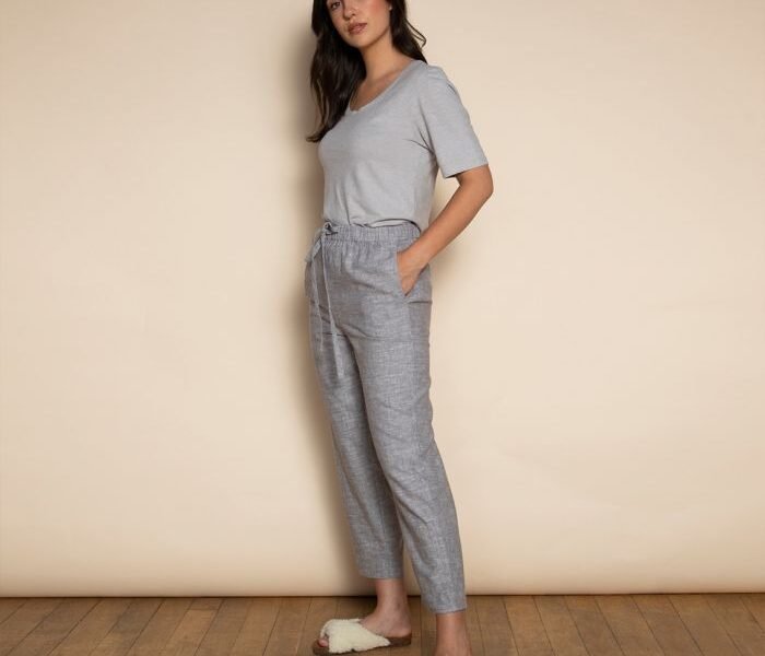 Organic Cotton & Hemp Cropped Lounge Trousers By Dip & Doze | Colour: Charcoal