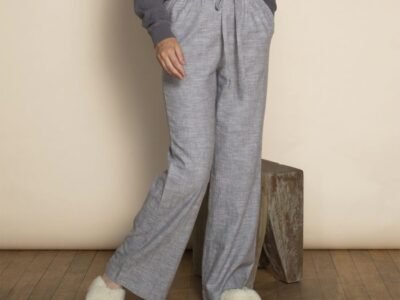 Organic Cotton & Hemp Lounge Trousers By Dip & Doze | Colour: Charcoal | Size: M