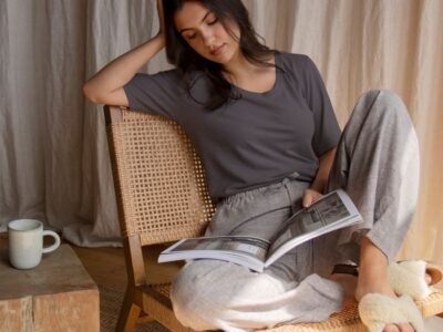 Organic Cotton & Hemp Relaxed T-Shirt By Dip & Doze | Colour: Charcoal | Size: L