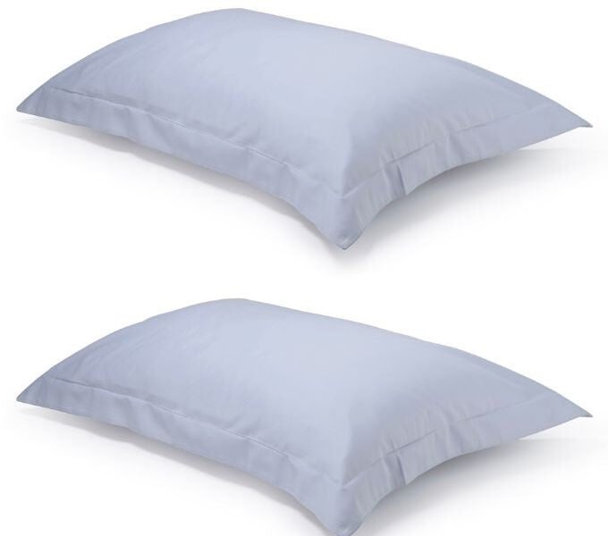 Pair of Serene Blue Oxford Organic Cotton Sateen Weave Pillowcases
