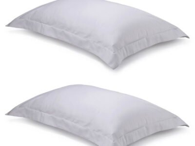 Pair of Light Grey Oxford Organic Cotton Sateen Weave Pillowcases