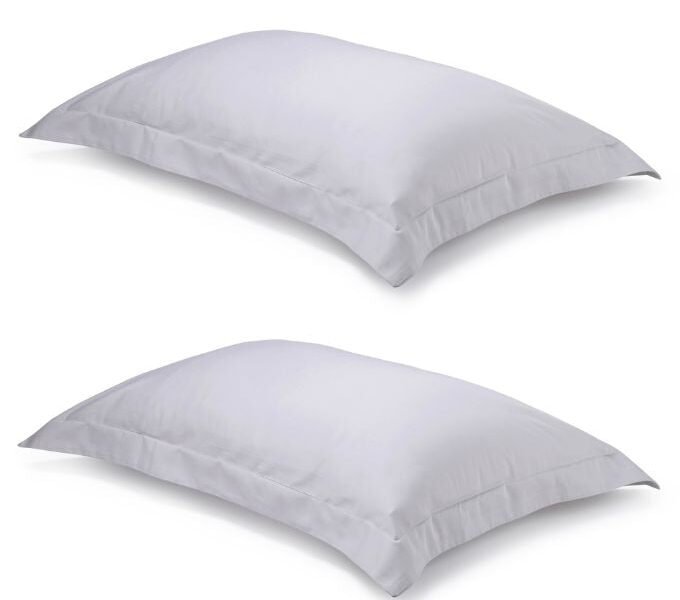 Pair of Light Grey Oxford Organic Cotton Sateen Weave Pillowcases