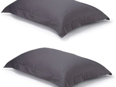 Pair of Dark Slate Oxford Organic Cotton Sateen Weave Pillowcases