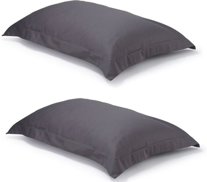 Pair of Dark Slate Oxford Organic Cotton Sateen Weave Pillowcases