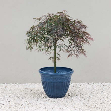 L44Cm Recycled Plastic Round Planter In Marine By Primrose