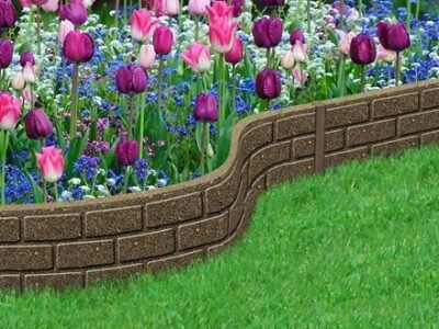 15cm Recycled Garden Border Ultra Curve Brick Earth