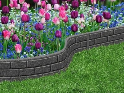 15cm Recycled Garden Border Ultra Curve Brick Grey