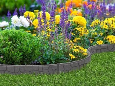 H9cm Recycled Garden Border Ultra Curve Stones Grey - Single