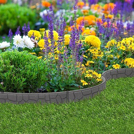 H9cm Recycled Garden Border Ultra Curve Stones Grey - Single