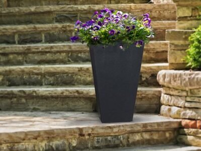 H 50 cm Recycled Rubber Sonata Planter Black