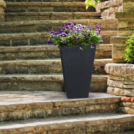 H 50 cm Recycled Rubber Sonata Planter Black