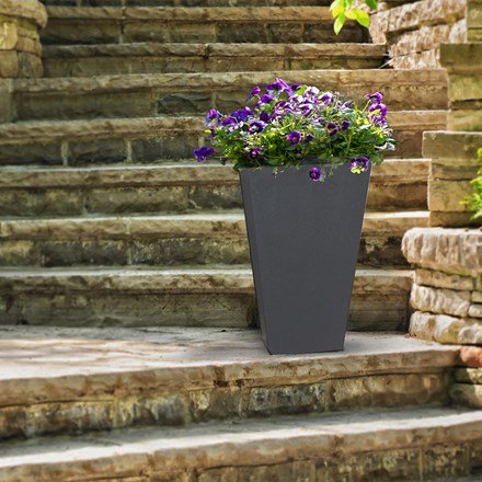 H 50 cm Recycled Rubber Sonata Planter Grey