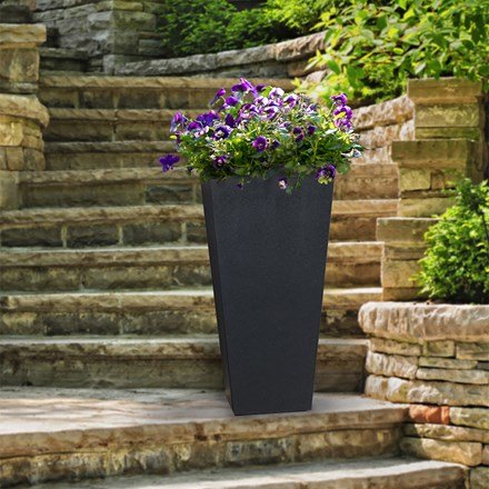 H 71cm Recycled Rubber Sonata Planter Grey