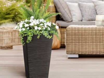 Tapered Recycled Rubber Tyres Avondale Seagrass Planter H61cm