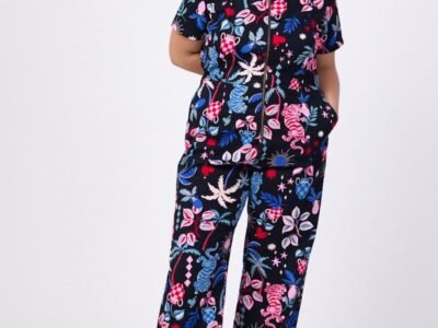 Joanie Clothing Robin Tropical Tiger Print Short Sleeve Boilersuit