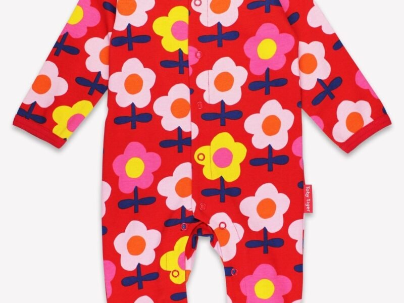 Organic Pink Flower Print Sleepsuit - 0-3m / 56cm