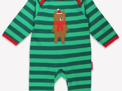 Organic Christmas Bear Applique Sleepsuit - 0-3m / 56cm