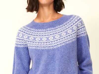 Fairisle Crewneck Sweater | Cornflower Blue/Cream