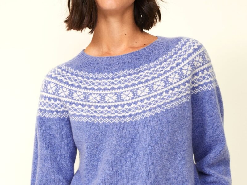 Fairisle Crewneck Sweater | Cornflower Blue/Cream