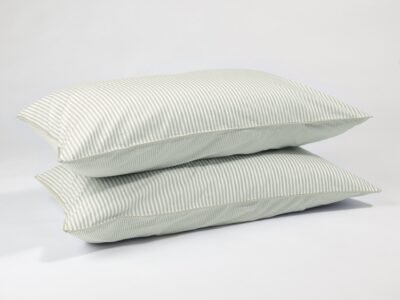 The Striped Pillow Cases, Set of Two By Dip & Doze | Colour: Sage Stripe