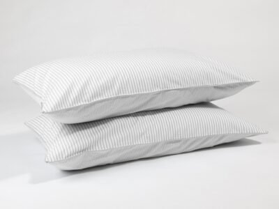 The Striped Pillow Cases, Set of Two By Dip & Doze | Colour: Grey Stripe