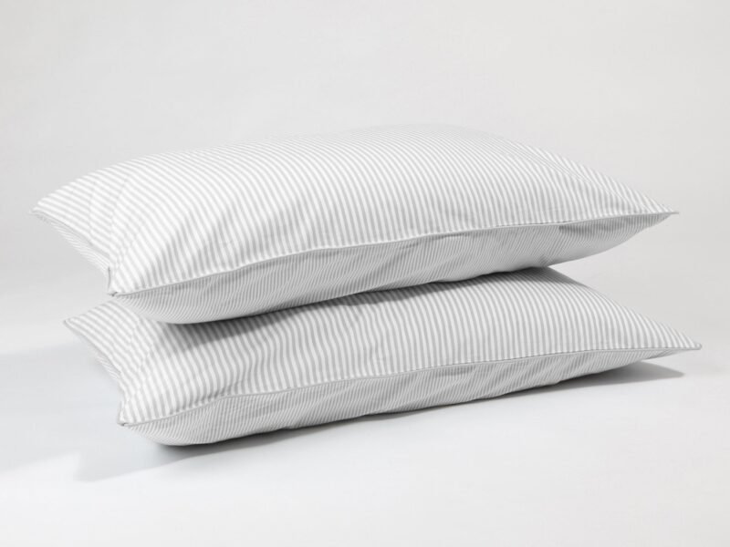 The Striped Pillow Cases, Set of Two By Dip & Doze | Colour: Grey Stripe